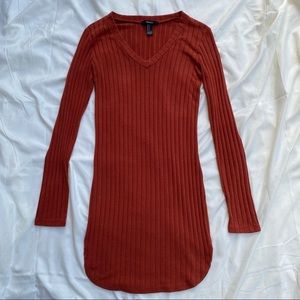 Forever 21 Orange Bodycon Sweater Dress - Size S